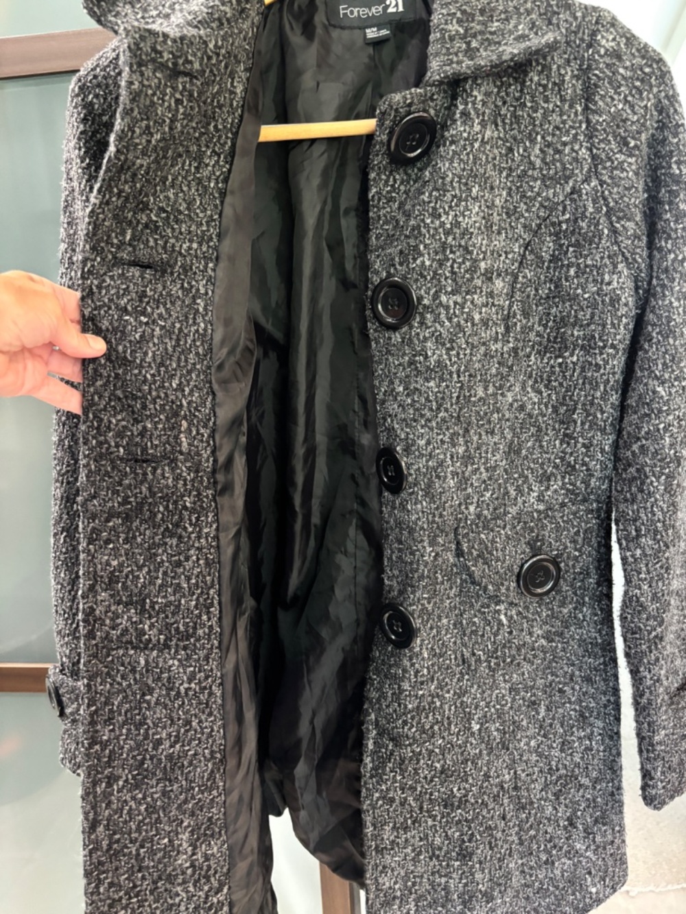 Forever 21 Textured Tweed Pea Coat - Size M - Picture 10 of 12